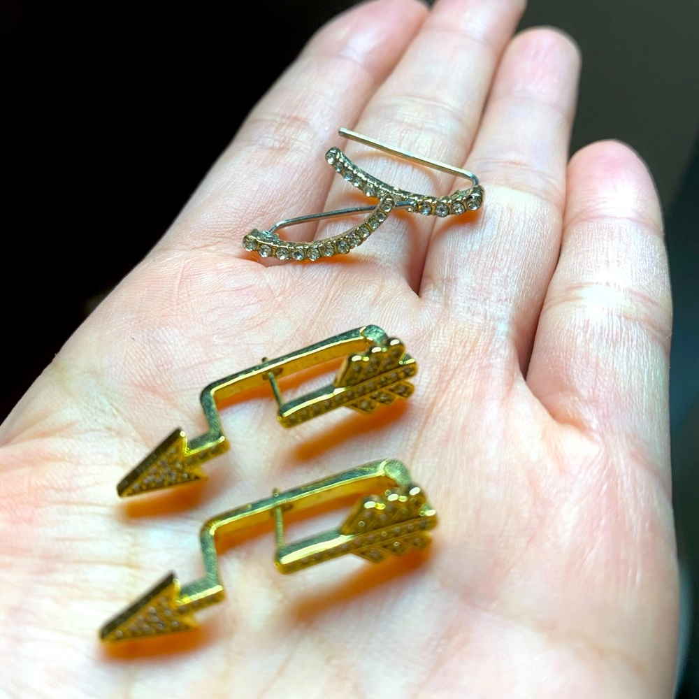 Gold earring climbers